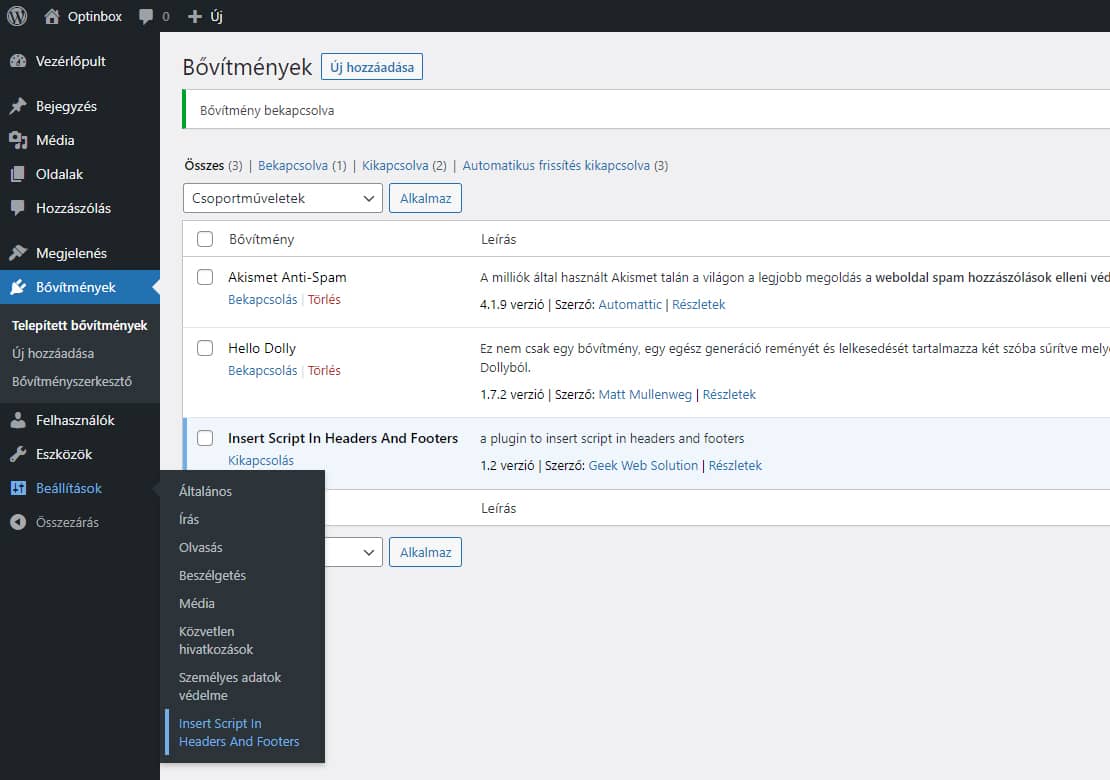Wordpress integráció